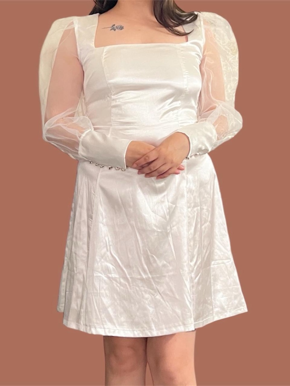 Coquette White satiny mini dress